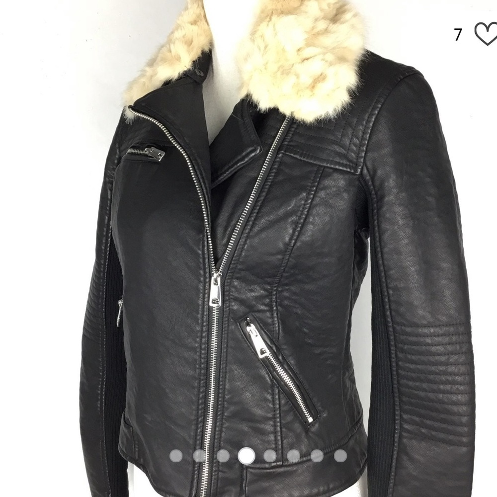 Zara Trafaluc Black Leather Moto Jacket